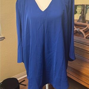 Elegant Blue V-Neck Blouse